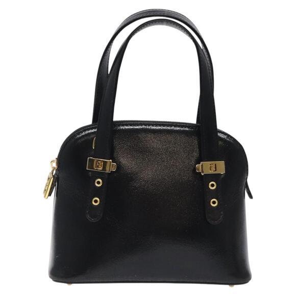 FENDI Hand Bag Leather Black Gold - Picture 2 of 12